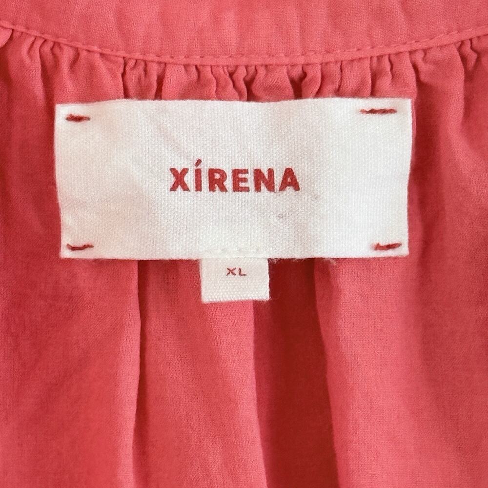 Xirena Cotton Maxi Dress XL Coral Pink Long Sleeve V-Neck Side Slits Boho READ! - Picture 6 of 16